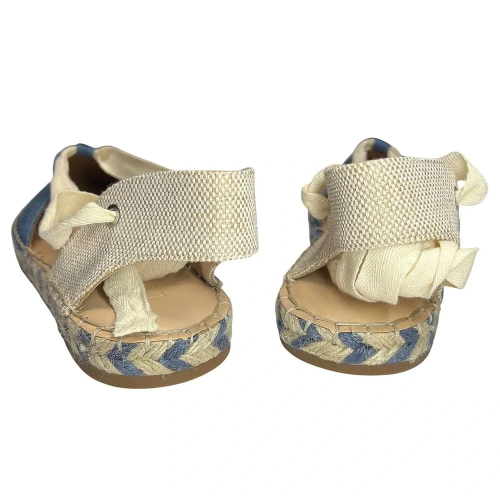 Ann Taylor Loft Chambray Lace Up‎ Espadrille Flats Size 9 EUC